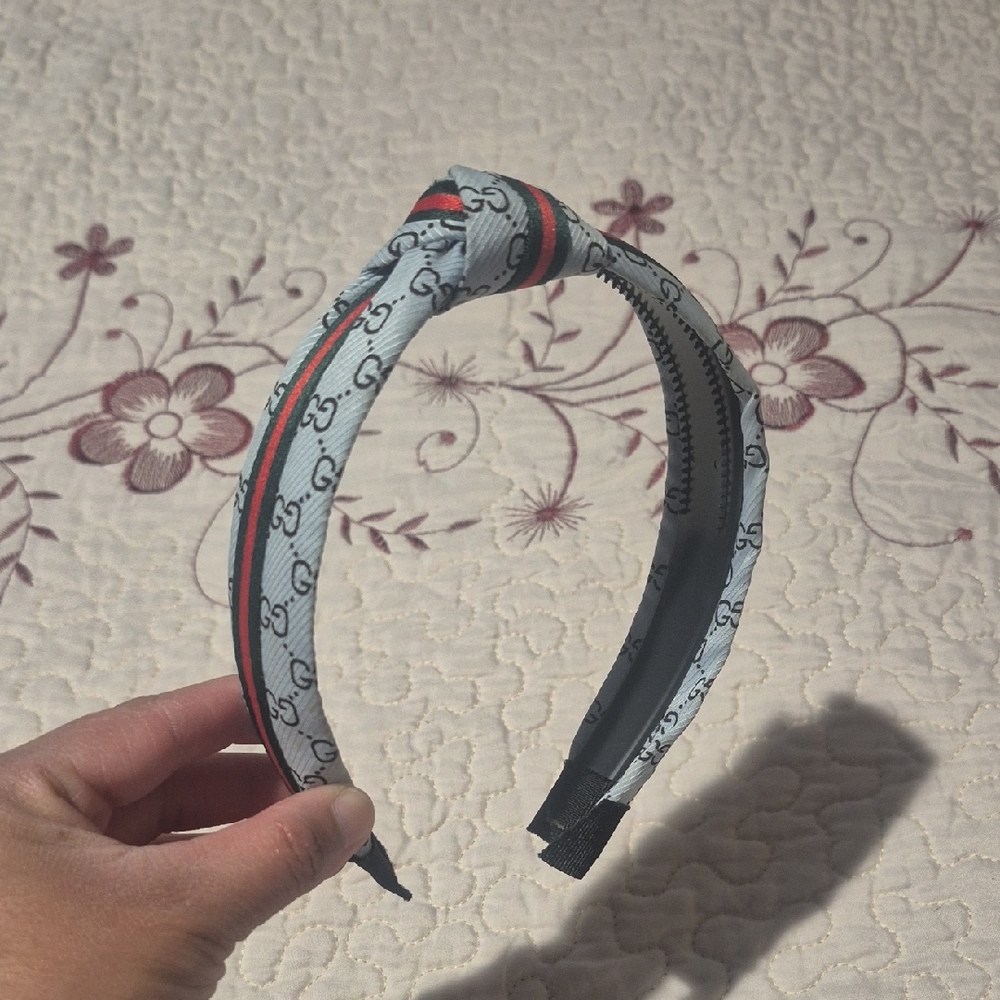 Light Blue and Red Patterned Headband